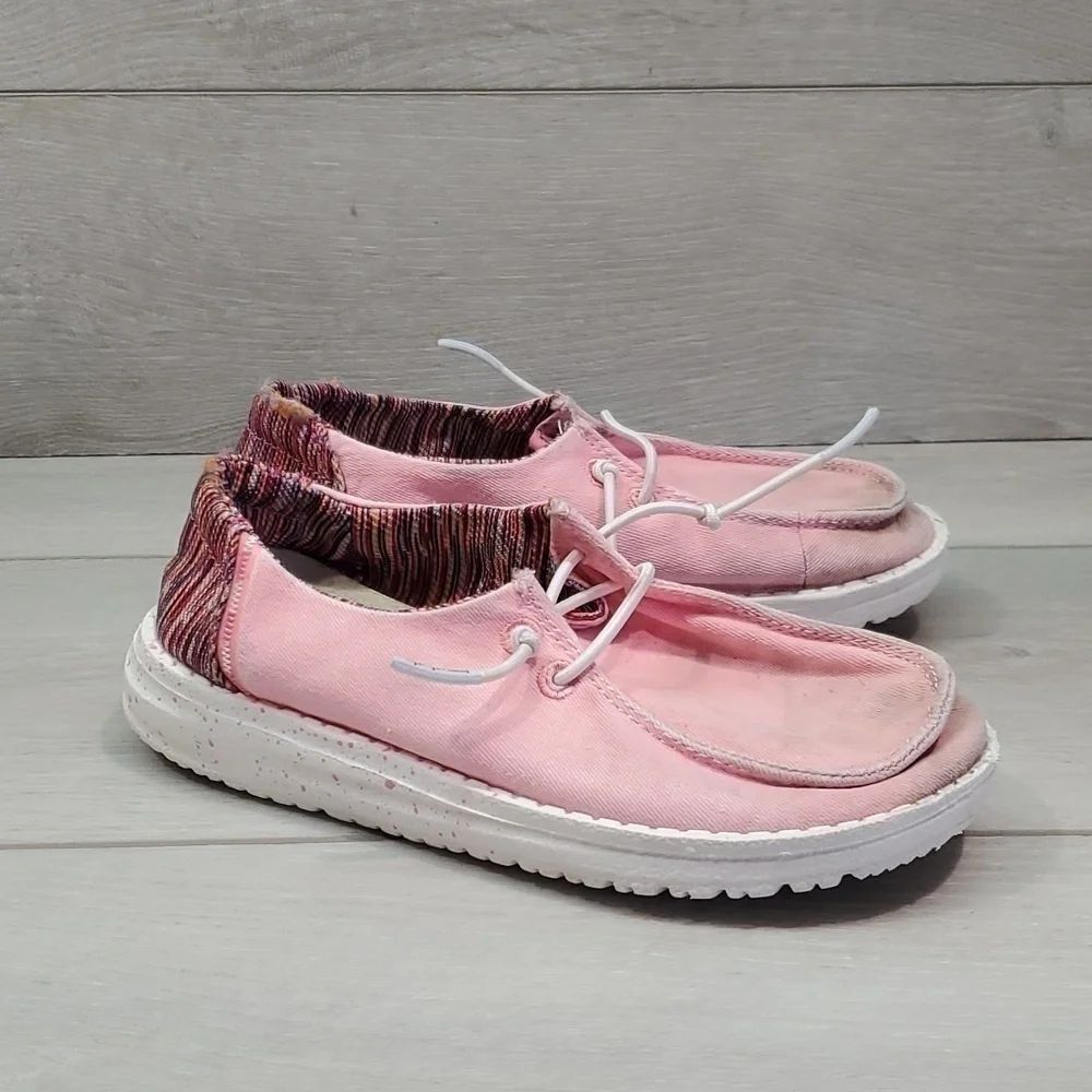 Hey Dude Kids Wendy Youth  pink multi Loafer Slip on shoes sz K12